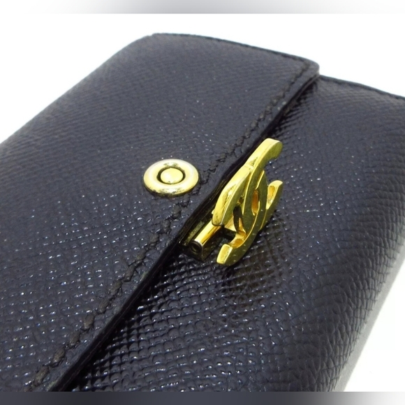 Auth CHANEL Caviar Skin Black Business Card Holder Gold hardware - Picture 5 of 9